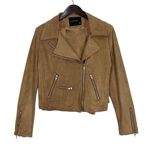 Olivaceous MOTO faux Suede Asymmetrical Jacket Size M